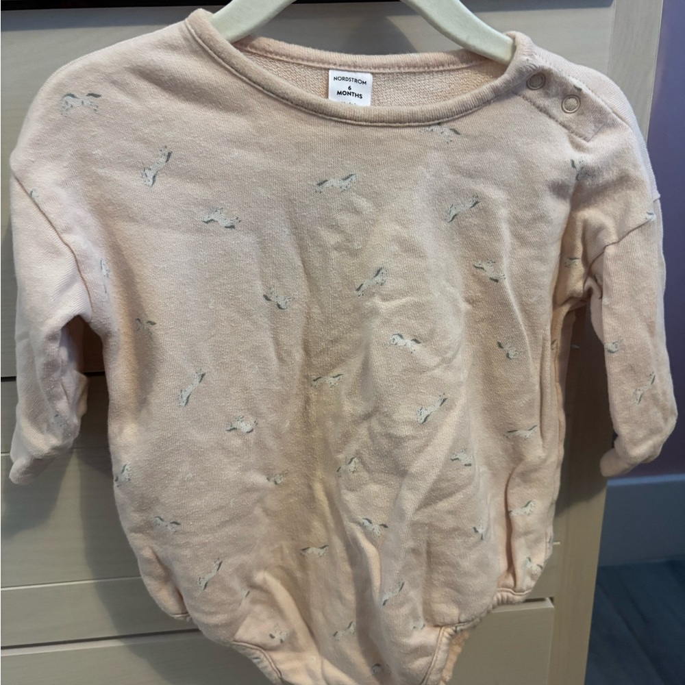Nordstrom 6 month unicorn Peach Long-Sleeve Baby Onesie